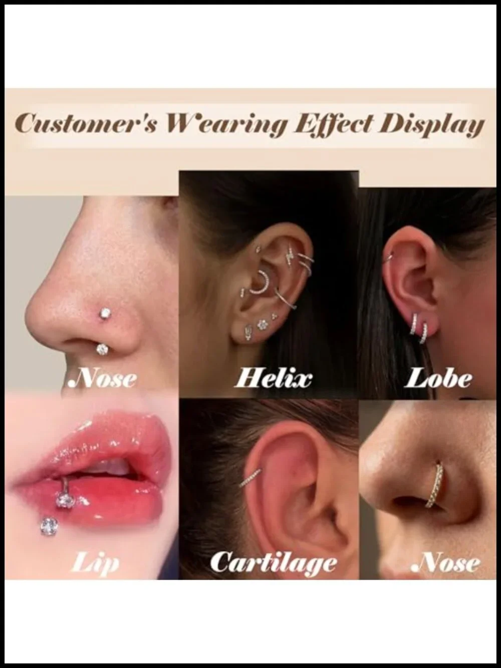 2-in-1 G23 Solid Titanium Nose Rings Set 20G 6mm 8mm Hypoallergenic